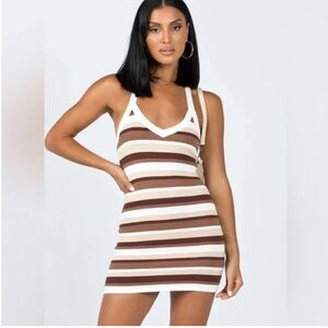 NWOT Princess Polly Ciro Mini Dress Brown Tan White XS/S